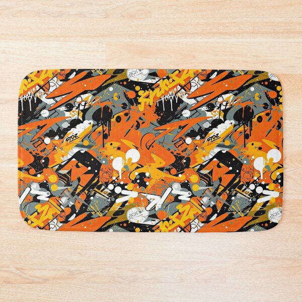 Item preview, Toxic Urban Graffiti Seamless Pattern in Orange, Black, White, and Grey designed and sold by PaperCrazed.