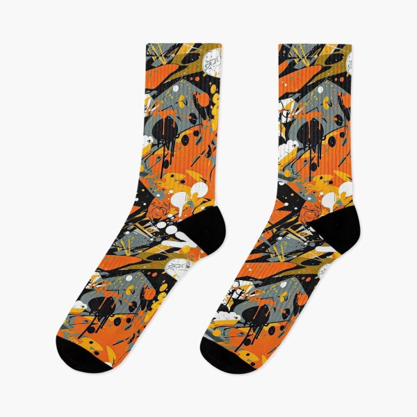 Item preview, Toxic Urban Graffiti Seamless Pattern in Orange, Black, White, and Grey designed and sold by PaperCrazed.