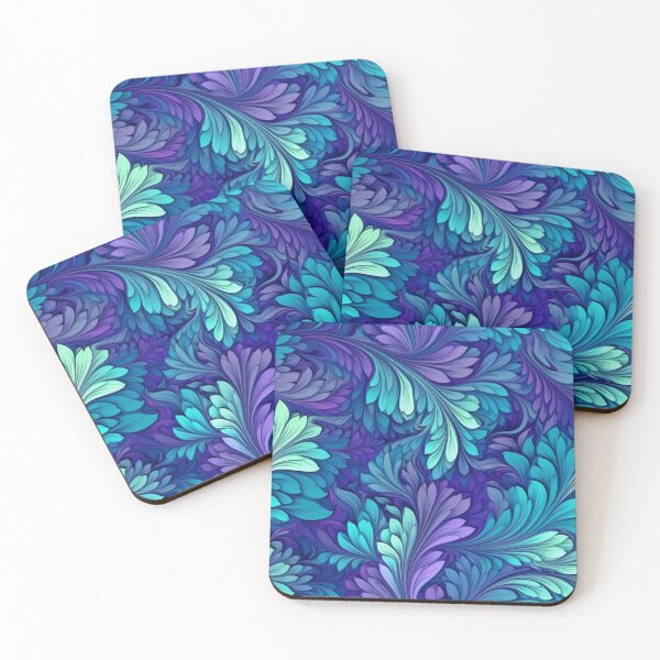 Item preview, Blue Fluorescent Leaves Fractal Pattern designed and sold by Sturdust.