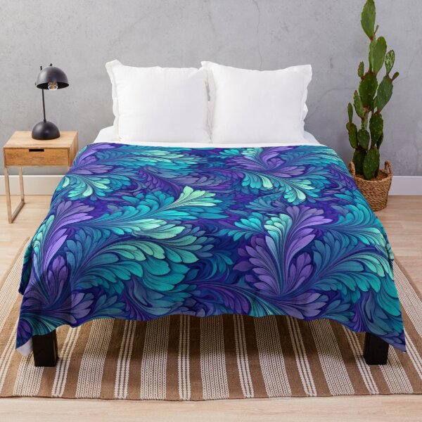 Item preview, Blue Fluorescent Leaves Fractal Pattern designed and sold by Sturdust.