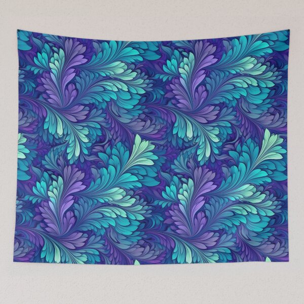 Item preview, Blue Fluorescent Leaves Fractal Pattern designed and sold by Sturdust.