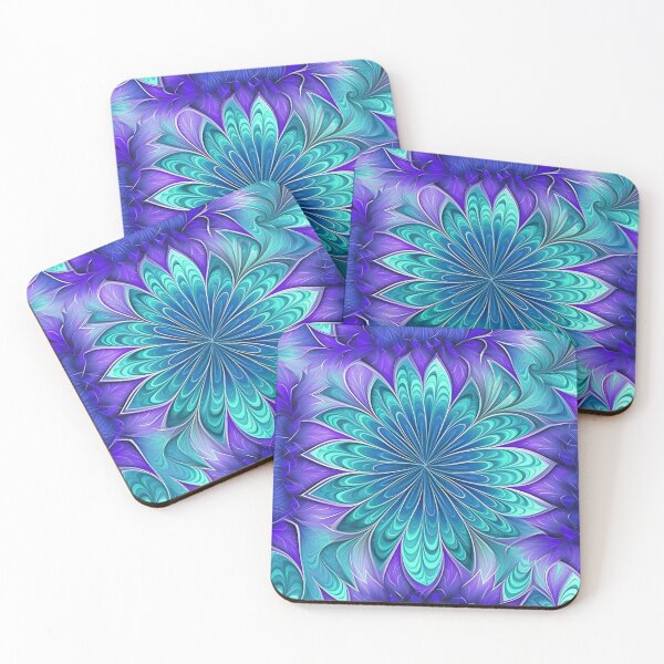Item preview, Aqua Purple Flowers Fractal Pattern designed and sold by Sturdust.
