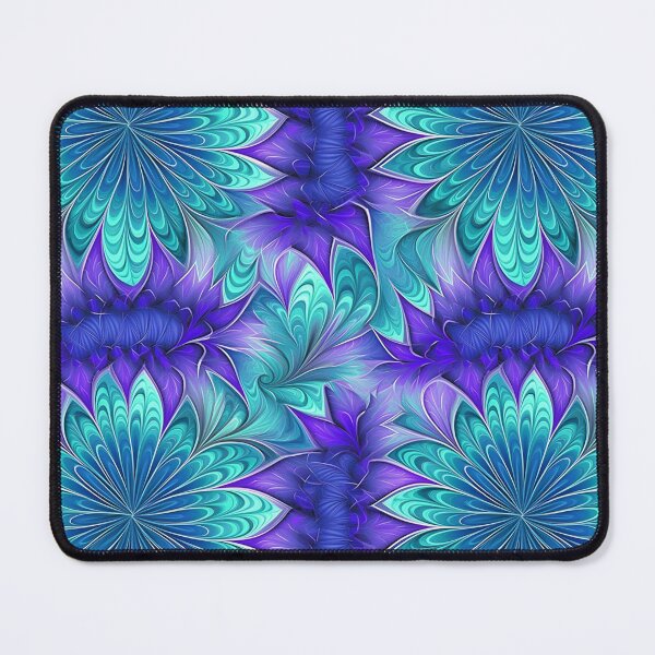 Item preview, Aqua Purple Flowers Fractal Pattern designed and sold by Sturdust.