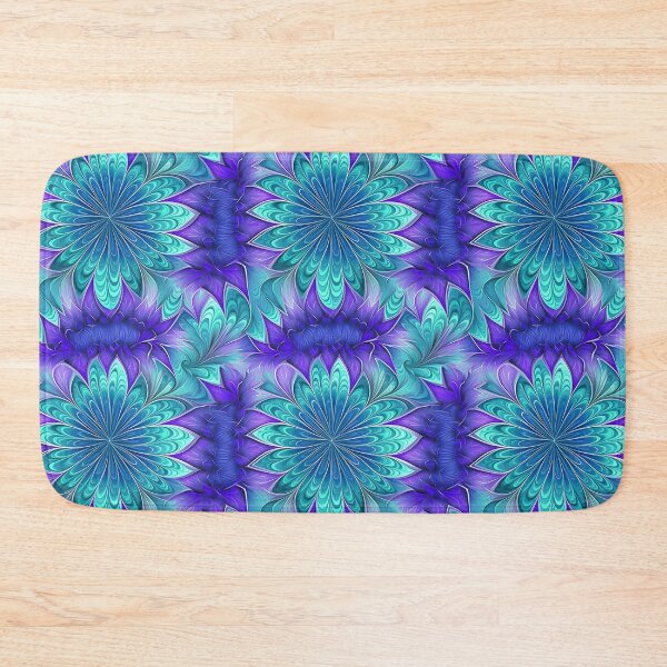 Item preview, Aqua Purple Flowers Fractal Pattern designed and sold by Sturdust.