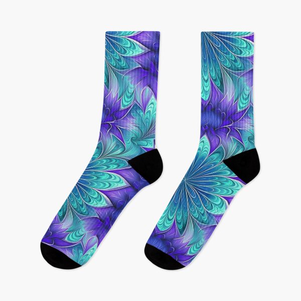 Item preview, Aqua Purple Flowers Fractal Pattern designed and sold by Sturdust.