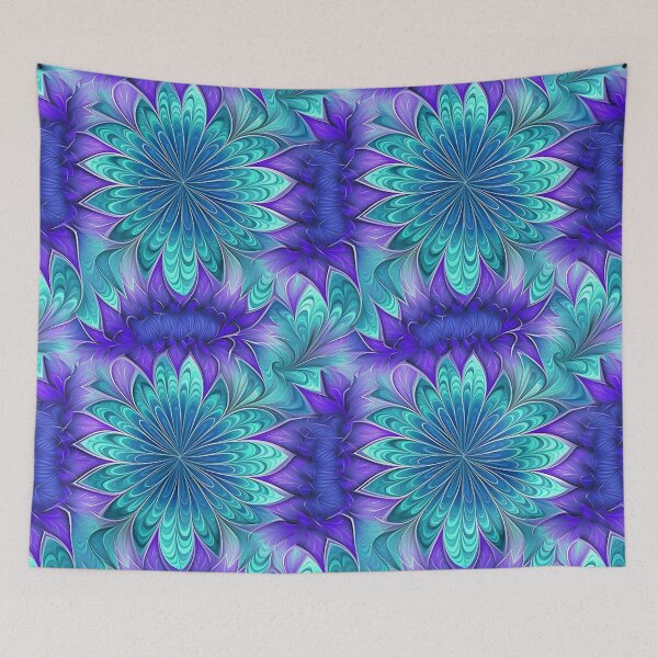 Item preview, Aqua Purple Flowers Fractal Pattern designed and sold by Sturdust.