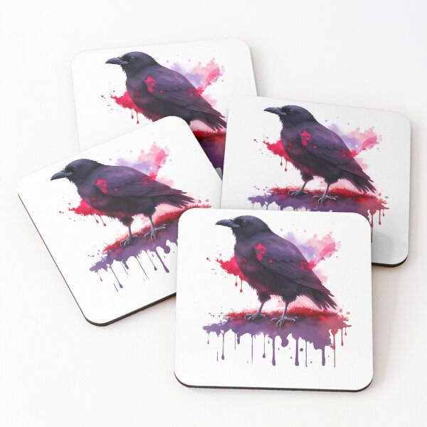 Item preview, Black raven in watercolor background designed and sold by DimHel2.