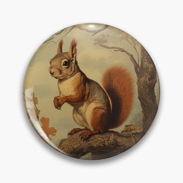 Item preview, Vintage squirrel on an oak tree designed and sold by Forest Alchemist.