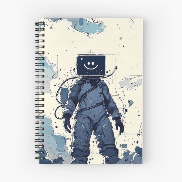 Item preview, Surreal smiling astronaut with a monitor on his head cyber style, tv head designed and sold by TomFrontierArt.