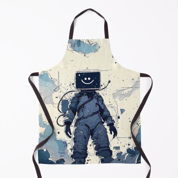 Item preview, Surreal smiling astronaut with a monitor on his head cyber style, tv head designed and sold by TomFrontierArt.