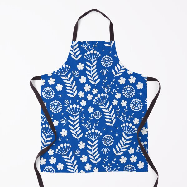 Item preview, Blue Background With Flowers Line Art Pattern designed and sold by EverAfterStudio.