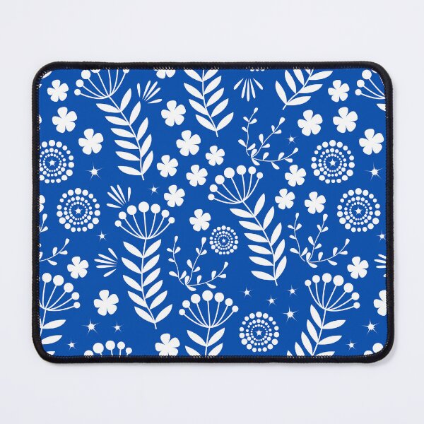 Item preview, Blue Background With Flowers Line Art Pattern designed and sold by EverAfterStudio.
