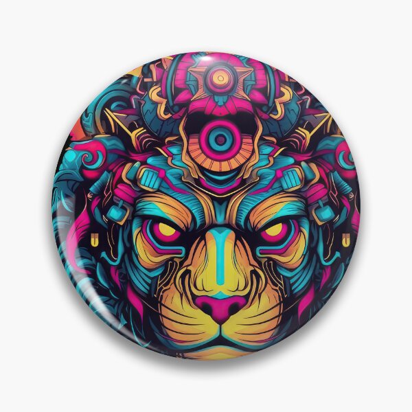 Item preview, Logotipo de Cyberpunk Lion: diseño de león de colores vibrantes designed and sold by PaperCrazed.
