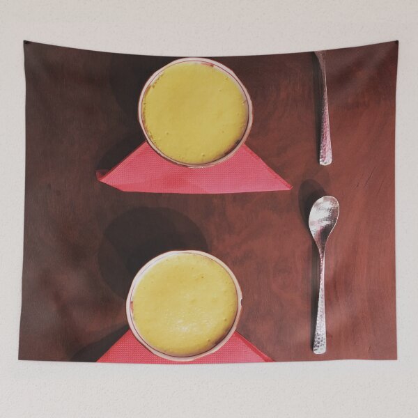 Item preview, Restaurant Tasting Menu - Two Japanese-Style Crème Delicate Brûlée Art Print designed and sold by Oh Halo Berry.