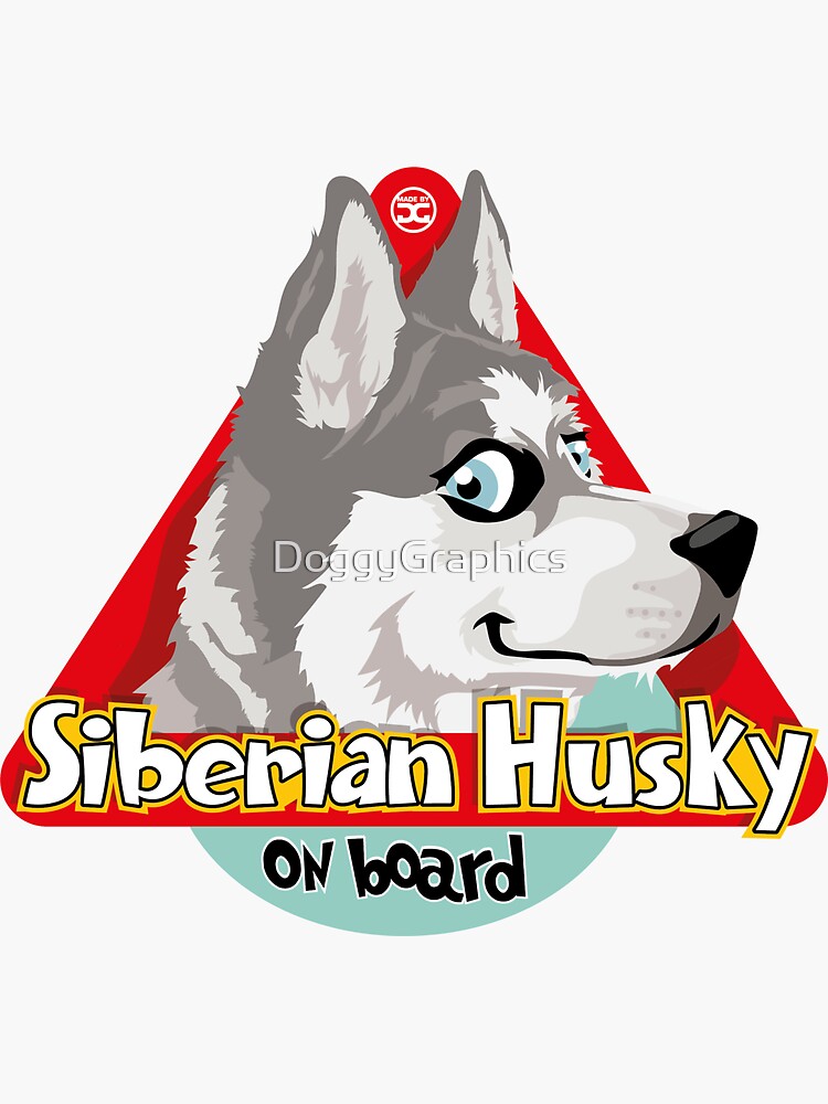 Thumbnail 3 of 3, Sticker, Husky On Board - Gray designed and sold by DoggyGraphics.