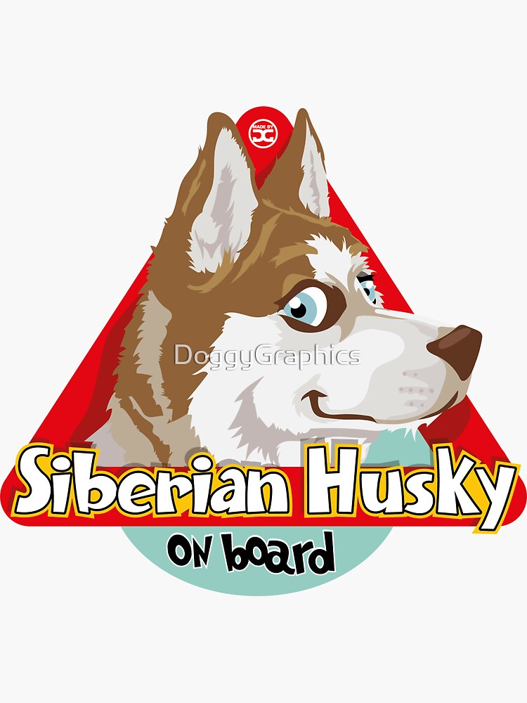 Thumbnail 3 of 3, Sticker, Husky On Board - Red designed and sold by DoggyGraphics.