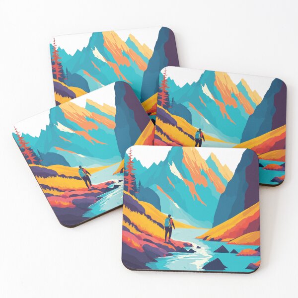 Item preview, Abstract Mountain art with hiker designed and sold by abhi76.