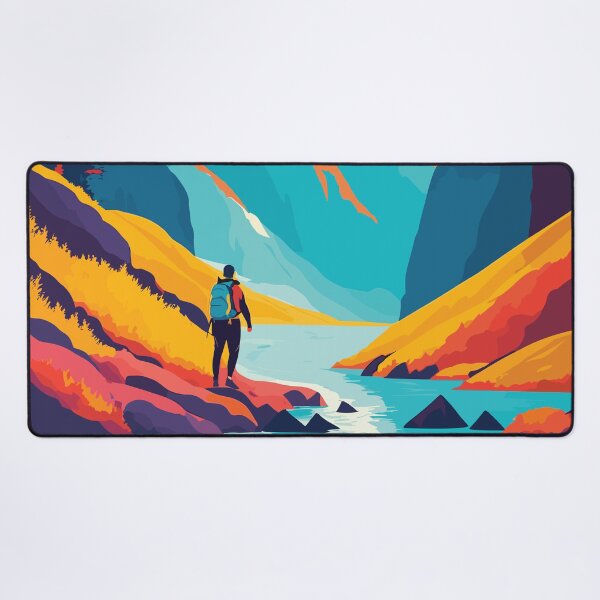 Item preview, Abstract Mountain art with hiker designed and sold by abhi76.