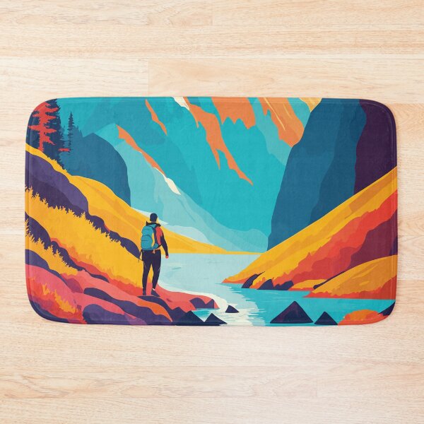 Item preview, Abstract Mountain art with hiker designed and sold by abhi76.