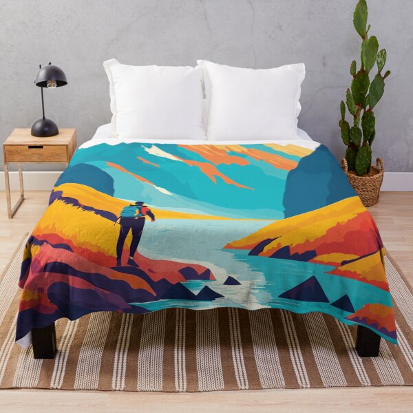 Item preview, Abstract Mountain art with hiker designed and sold by abhi76.