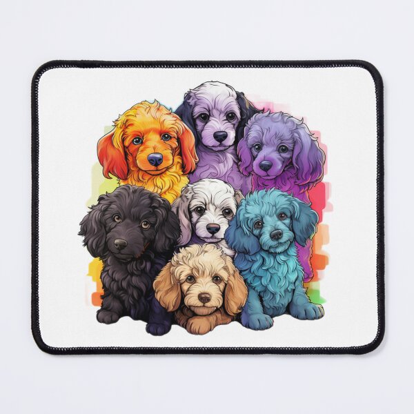 Item preview, Seven Multi-coloured Whimsical and Lovable Poodle Puppies designed and sold by CatDogBin.