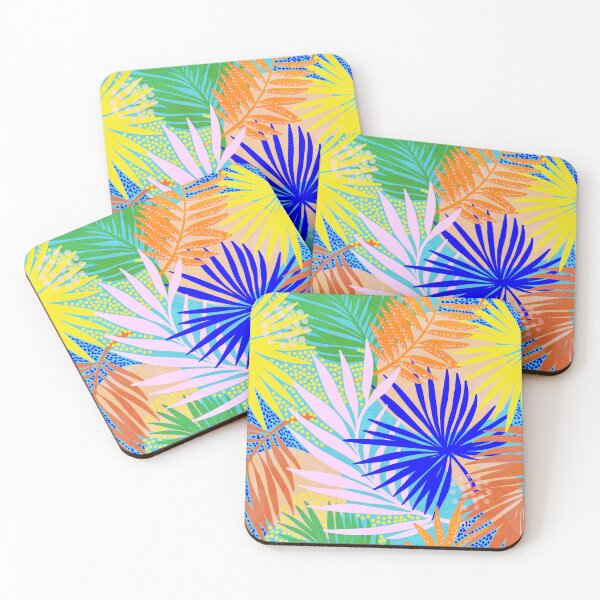 Item preview, Tropical Boho Palm Pattern 3. Vibrant Orange, blue, green, pink, yellow #Summer #tropical #palmleaves #backtoschool designed and sold by Dominiquevari.