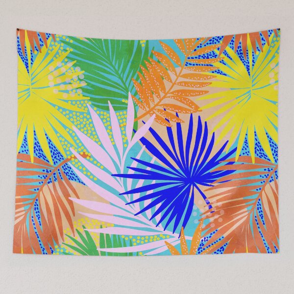 Item preview, Tropical Boho Palm Pattern 3. Vibrant Orange, blue, green, pink, yellow #Summer #tropical #palmleaves #backtoschool designed and sold by Dominiquevari.