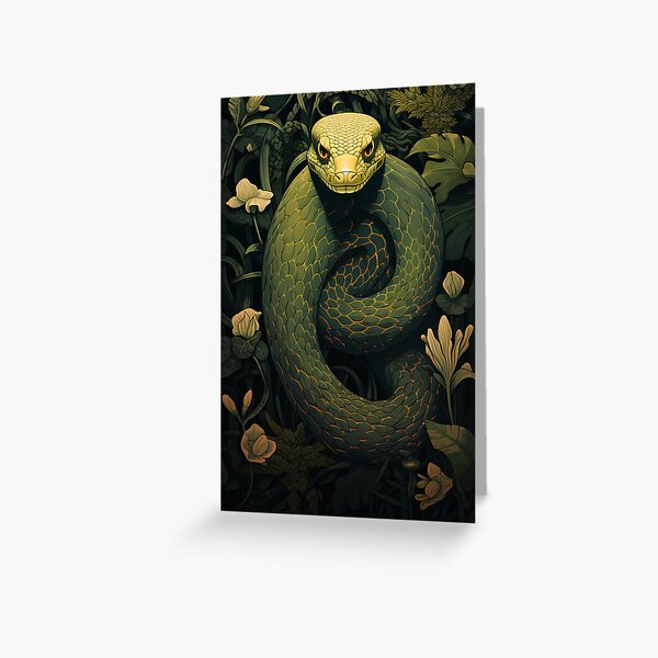 Item preview, Dark green snake in flowers designed and sold by Forest Alchemist.