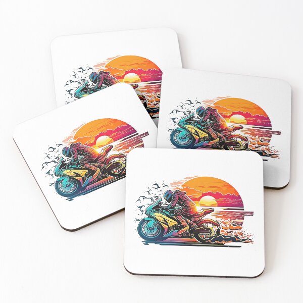 Item preview, Motorcycle sticker rider with sunset a sea background, Sport bike, Sun, Sea and Ocean designed and sold by YammsDesign.