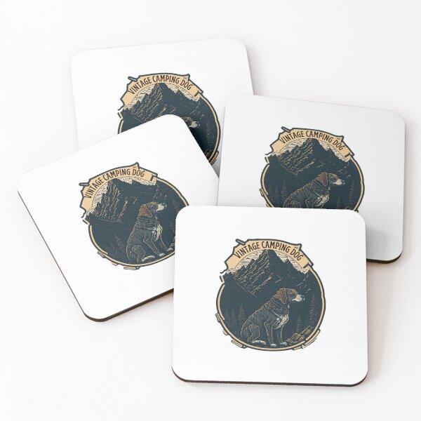 Item preview, A vintage camping dog in mountain during adventure designed and sold by Be-Adventurous.