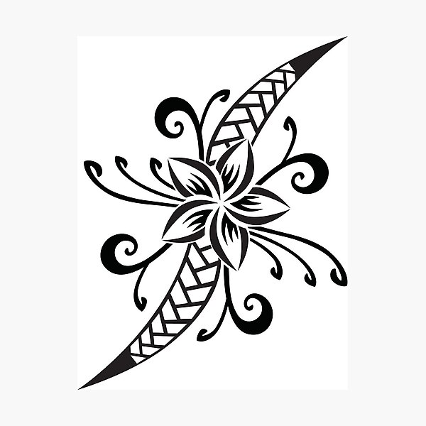 Maori style tattoo. Ethnic decorative oriental ornament with Frangipani  Plumeria flowers. 10450380 Vector Art at Vecteezy