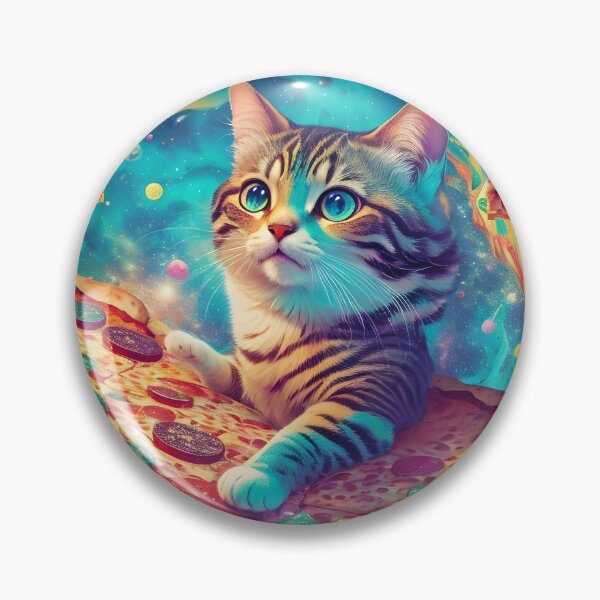 Item preview, Galactic Flavor Fusion: Trippy Kitten's Cosmic Rainbow Candy Pizza Adventure Poster designed and sold by MindWave THC.