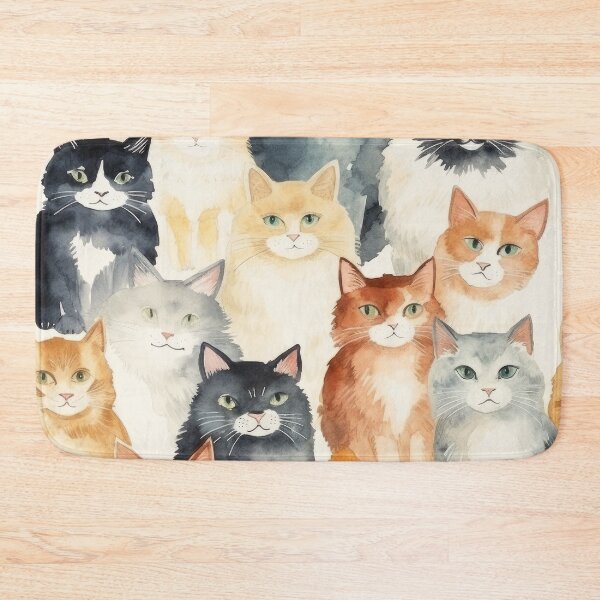 Item preview, A world of cats series - group of cats in watercolour designed and sold by Adriano Carrideo.