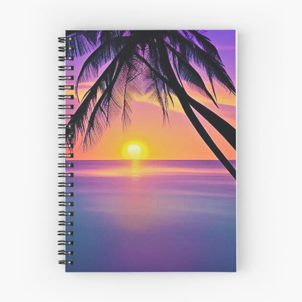 Aperçu de l'œuvre Coucher de soleil violet avec des palmiers créée et vendue par Cedex.