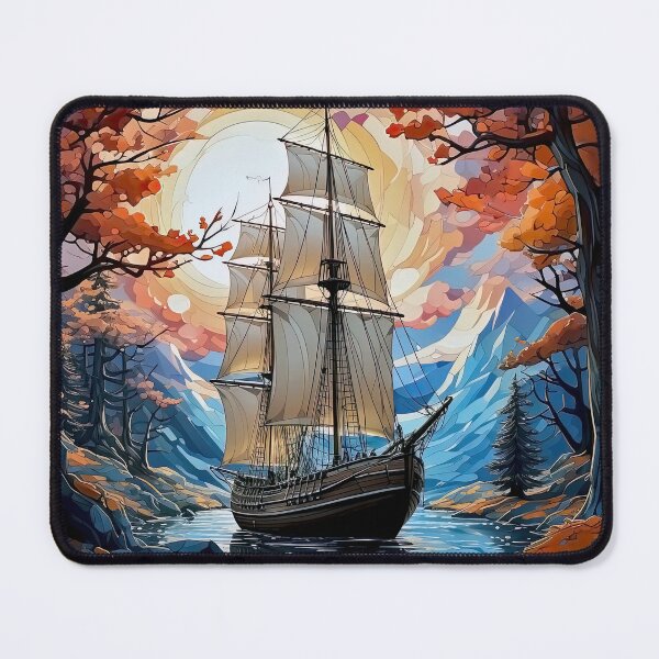 Item preview, Sailing boat on a small river in the mountains designed and sold by iguananick.