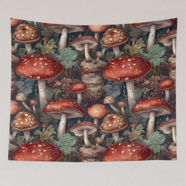Item preview, Mushrooms Vintage Aesthetic Botanical Pattern designed and sold by SecretDicer.
