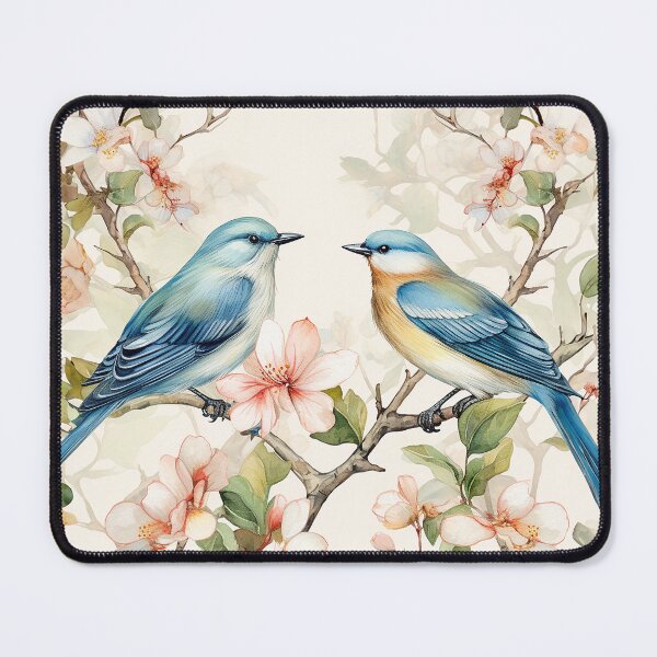 Item preview, Two blue birds watercolour designed and sold by Adriano Carrideo.