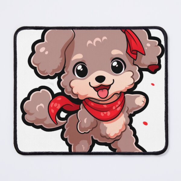 Item preview, Playful Baby Poodle Chasing Tail | Cute Red Bandana | Dense Curly Fur Coat designed and sold by PaintbrushPlace.