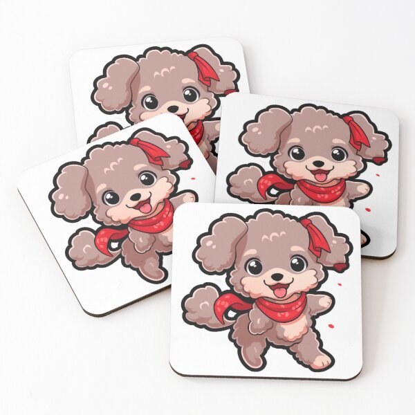 Item preview, Playful Baby Poodle Chasing Tail | Cute Red Bandana | Dense Curly Fur Coat designed and sold by PaintbrushPlace.