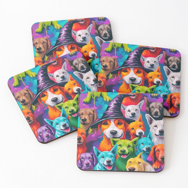 Item preview, Vibrant Rainbow Witchy Dogs Pattern designed and sold by WitchyWare.