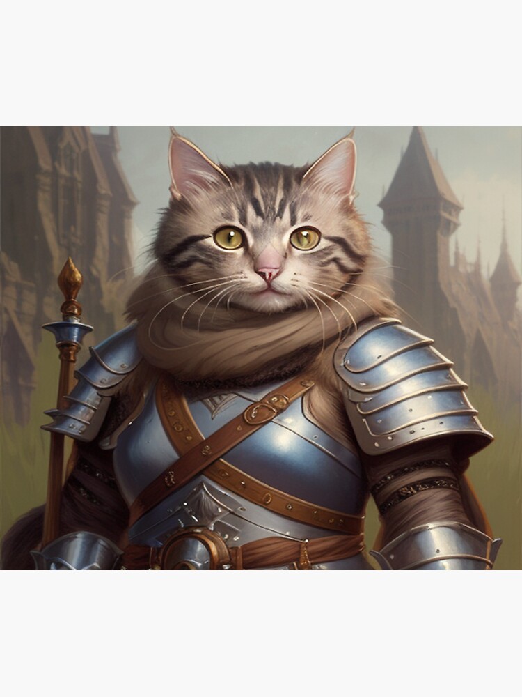 Sticker for Sale mit  Feline Enchanter: Ein detailliertes Porträt einer  Katze in Rüstung von ilan975