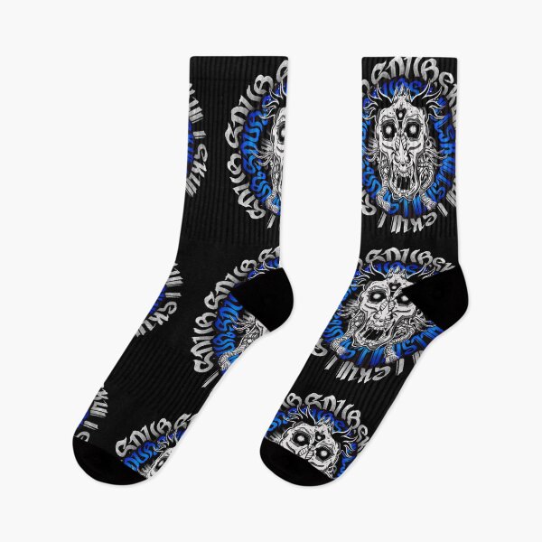 Aperçu de l'œuvre Sour Skull - Noir et Bleu - Design Noir créée et vendue par NADesignasaur.
