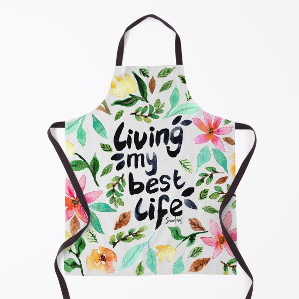 Item preview, Living my best life Watercolor Floral Quote designed and sold by SandraArtStudio.