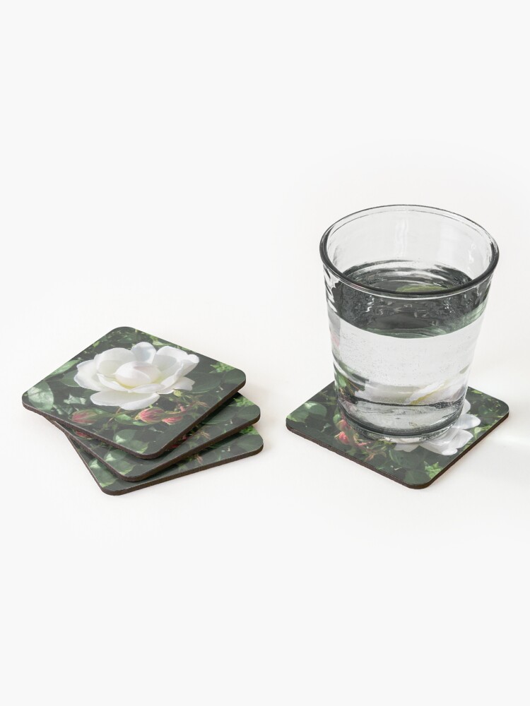 Thumbnail 2 of 5, Coasters (Set of 4), White Rose designed and sold by DDHA.