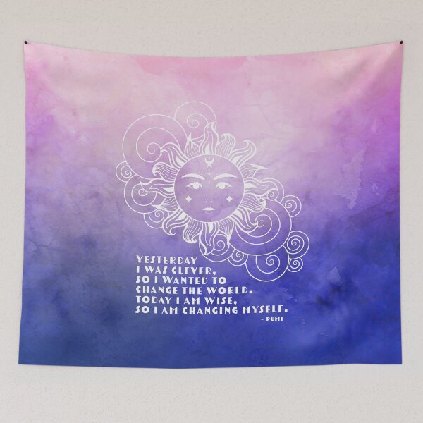 Item preview, Cosmic Aesthetic Rumi Quote on Watercolor - Yesterday I was Clever, So I Wanted to Change the World designed and sold by Trish Dish.
