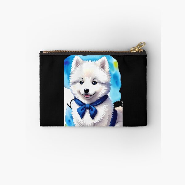 Item preview, Fluffy Wonder - Adorable Baby Samoyed Watercolor - Light Blue Background designed and sold by Mechanical-Artt.