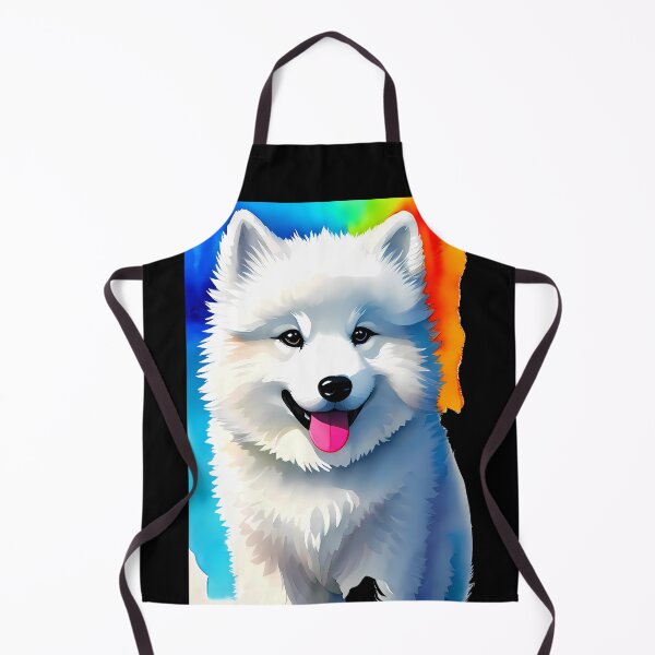 Item preview, Snowy Delight - Cute Watercolor Baby Samoyed Dog - Rainbow Background designed and sold by Mechanical-Artt.