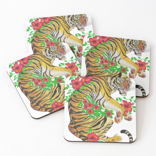 Item preview, The Tiger With Flower Embroidery Design  designed and sold by Cre8iveSkill.