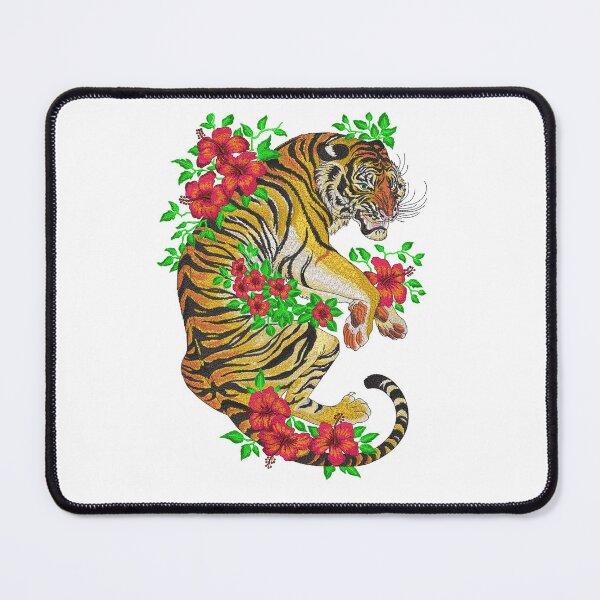 Artikelvorschau, Der Tiger mit Blumen-Stickerei-Design entworfen und verkauft von Cre8iveSkill.