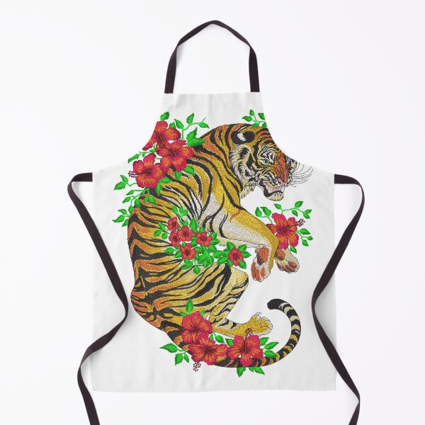 Artikelvorschau, Der Tiger mit Blumen-Stickerei-Design entworfen und verkauft von Cre8iveSkill.